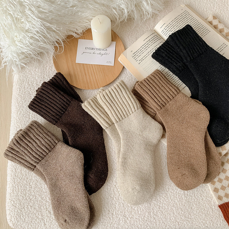 Cozy Ribbed Fleece Lined Crew Socks（5 Pairs Bundle）