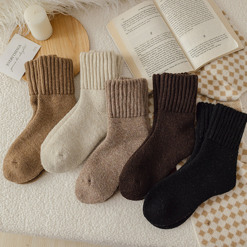 Cozy Ribbed Fleece Lined Crew Socks（5 Pairs Bundle）