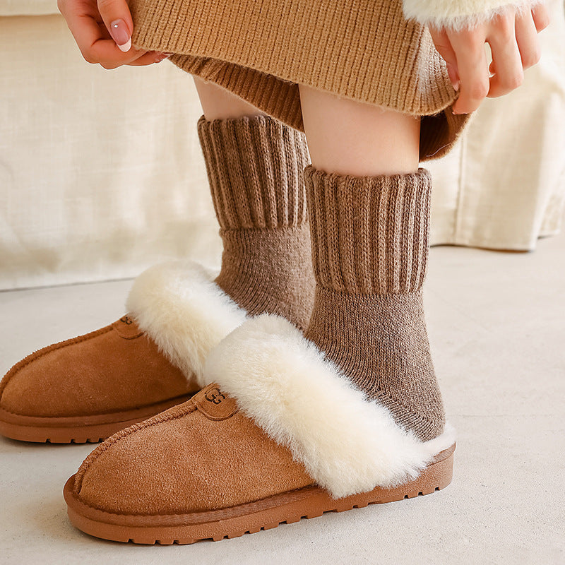 Cozy Ribbed Fleece Lined Crew Socks（5 Pairs Bundle）