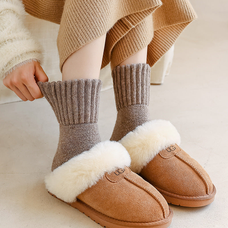 Cozy Ribbed Fleece Lined Crew Socks（5 Pairs Bundle）