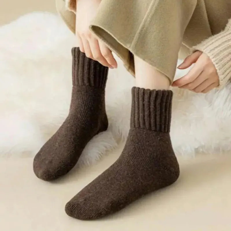 Cozy Ribbed Fleece Lined Crew Socks（5 Pairs Bundle）